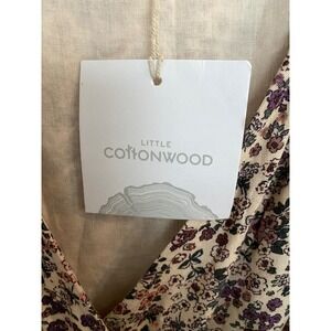 Little Cottonwood Floral Linen Wrap Maxi Dress Womens Medium V-Neck Short Sleeve